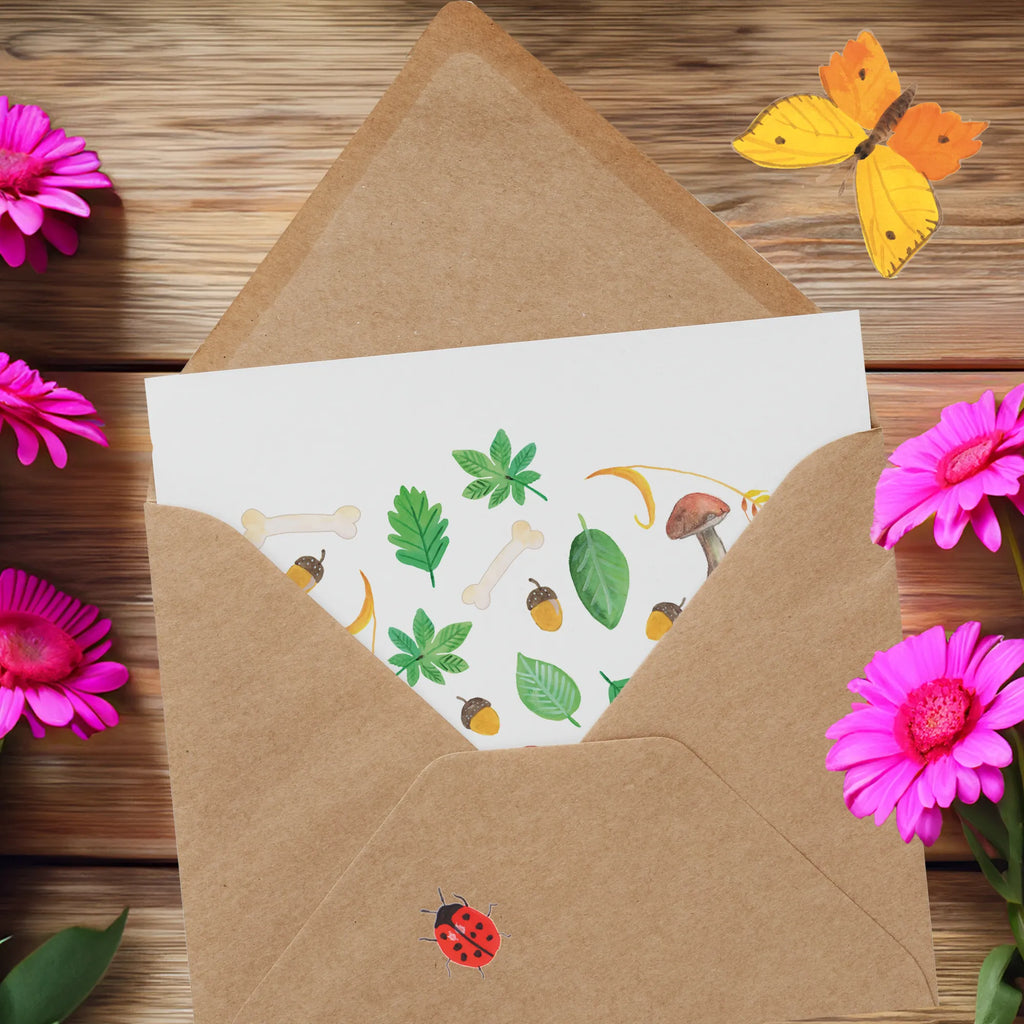 Karta Deluxe jesienny las Design Karte, Hochzeitskarte, Klappkarte, Glückwunschkarte, Grußkarte, Geburtstagskarte, Einladungskarte, Hochwertige Klappkarte, Hochwertige Grußkarte, Pilze, Aquarell Muster, Herbst, Blätter, Wald, Laub