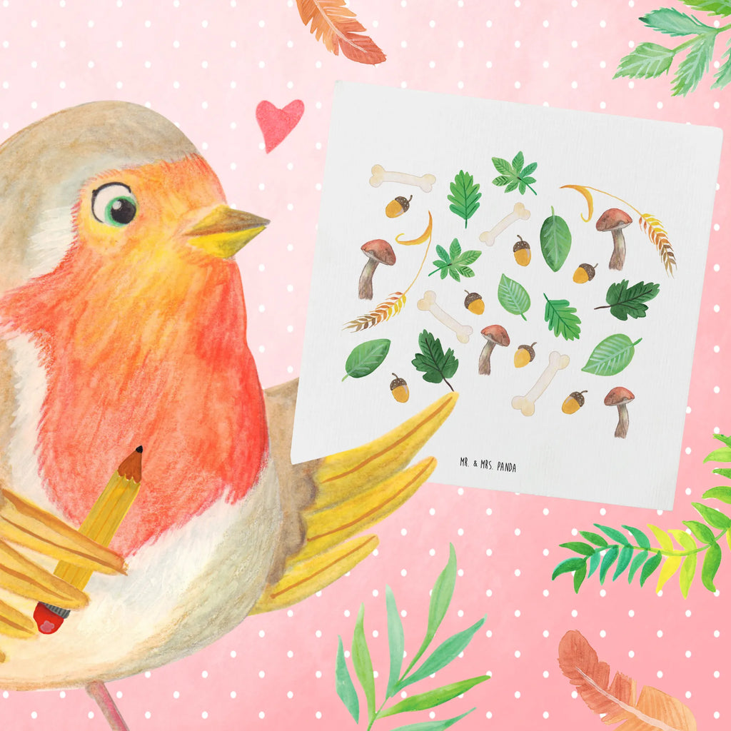 Karta Deluxe jesienny las Design Karte, Hochzeitskarte, Klappkarte, Glückwunschkarte, Grußkarte, Geburtstagskarte, Einladungskarte, Hochwertige Klappkarte, Hochwertige Grußkarte, Pilze, Aquarell Muster, Herbst, Blätter, Wald, Laub