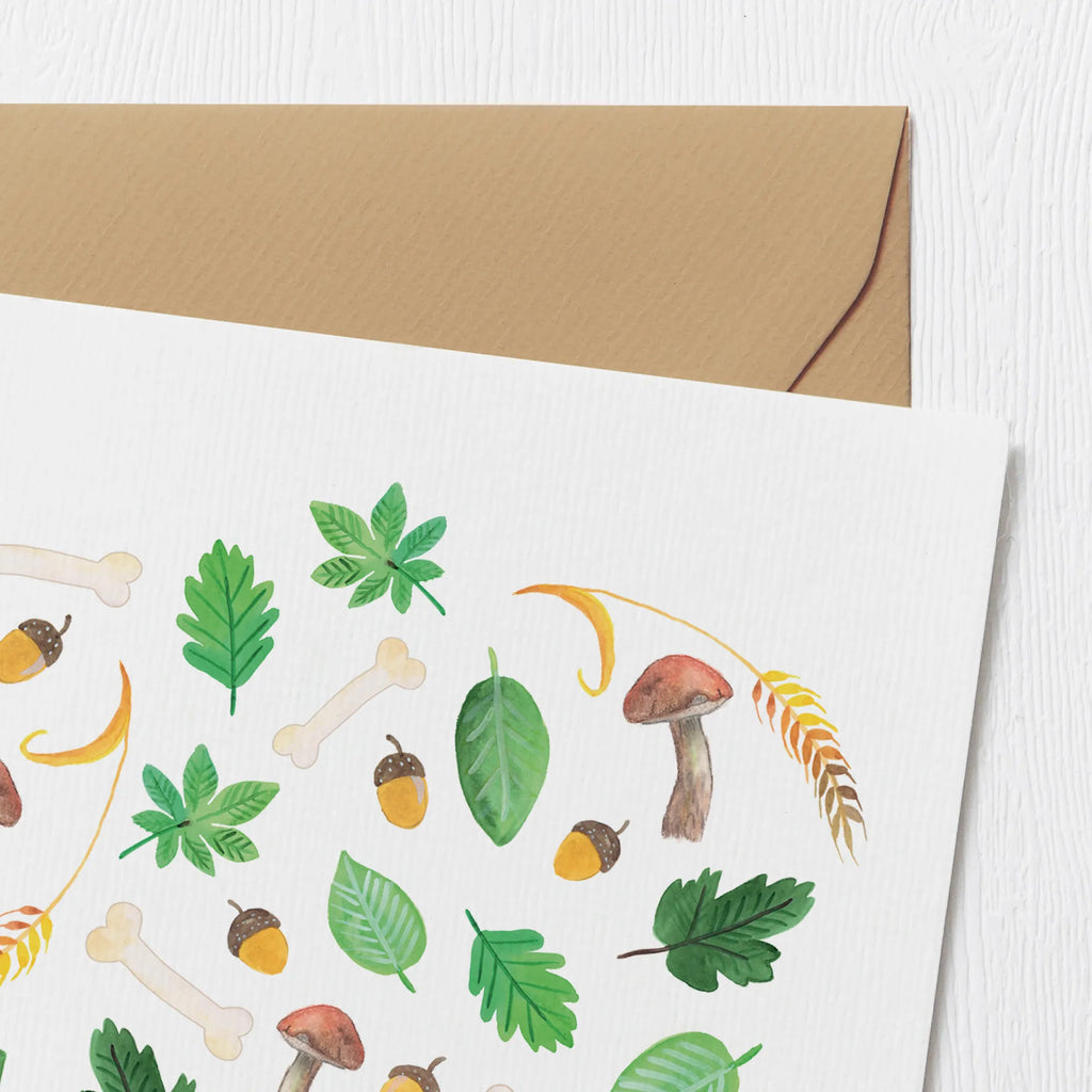 Karta Deluxe jesienny las Design Karte, Hochzeitskarte, Klappkarte, Glückwunschkarte, Grußkarte, Geburtstagskarte, Einladungskarte, Hochwertige Klappkarte, Hochwertige Grußkarte, Pilze, Aquarell Muster, Herbst, Blätter, Wald, Laub