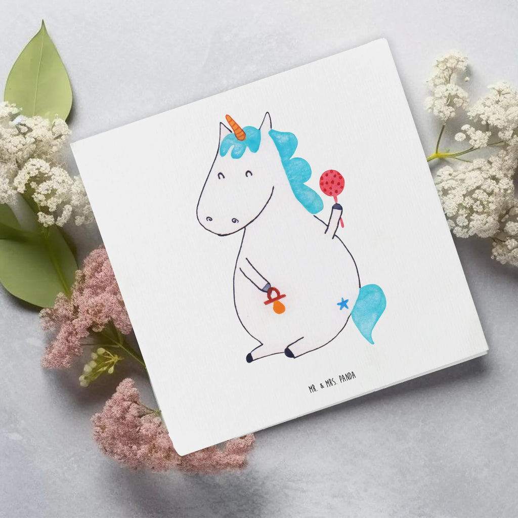 Deluxe Karte Einhorn Baby Karte, Hochwertige Klappkarte, Grußkarte, Klappkarte, Hochzeitskarte, Einladungskarte, Glückwunschkarte, Geburtstagskarte, Hochwertige Grußkarte, Einhorn, Einhörner, Einhorn Deko, Unicorn, Babyglück, Party, Eltern, Baby, Mutter, Geburt, Schnuller, Geburtstag, erstes Kind, Nachwuchs, Kind