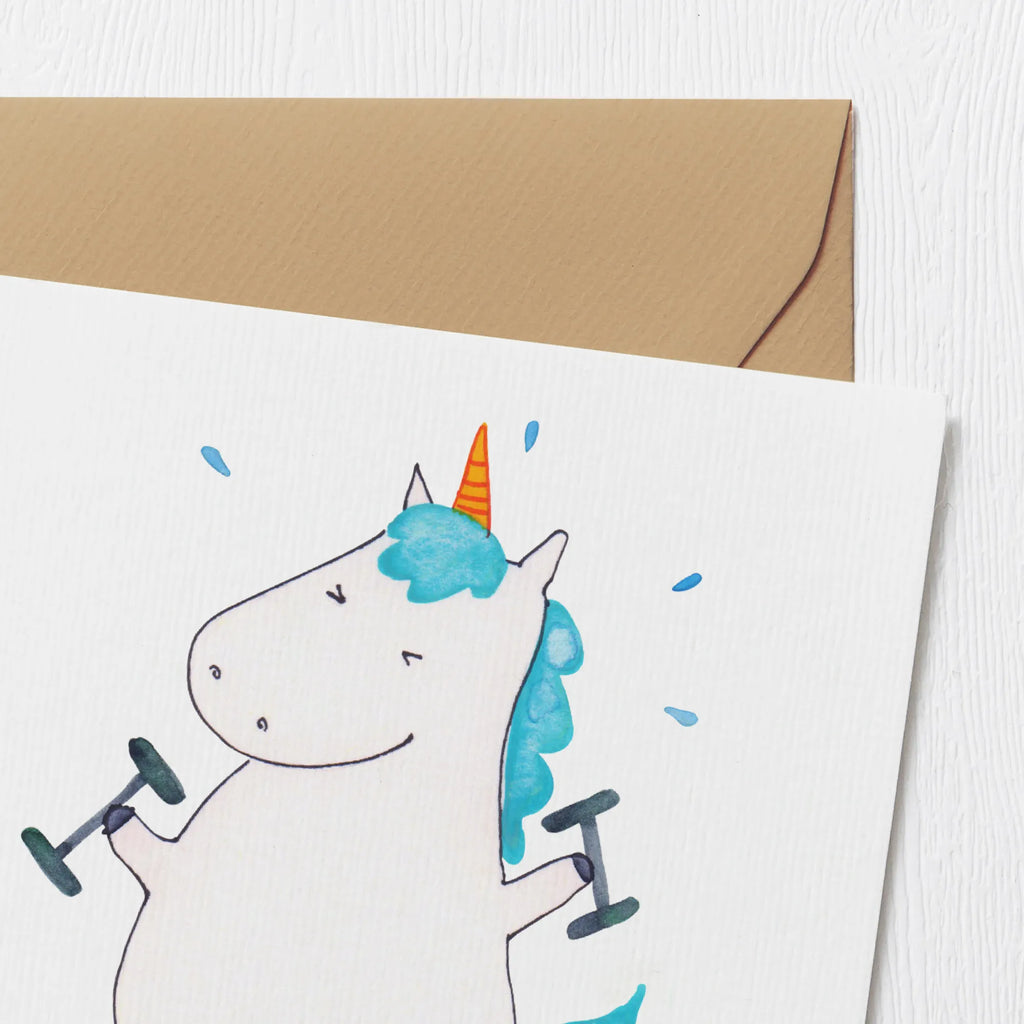 Deluxe Karte Einhorn Fitness Einladungskarte, Glückwunschkarte, Grußkarte, Geburtstagskarte, Hochzeitskarte, Karte, Hochwertige Klappkarte, Hochwertige Grußkarte, Klappkarte, Einhorn, Einhörner, Einhorn Deko, Unicorn, Fitnessstudio, Fitness, Pumpen, Diät, Sport, Sixpack, Abnehmen, Geräte, Gym