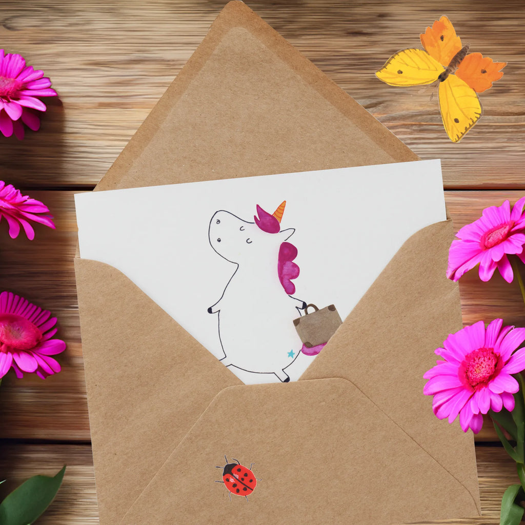 Deluxe Karte Einhorn Koffer Glückwunschkarte, Karte, Hochwertige Grußkarte, Einladungskarte, Grußkarte, Hochzeitskarte, Klappkarte, Hochwertige Klappkarte, Geburtstagskarte, Einhorn, Einhörner, Einhorn Deko, Unicorn, witzig, Reise, Verreisen, Spaß, albern, Gepäck, lustig, Abenteuer, unicorn, Erwachsen, Koffer, Kind