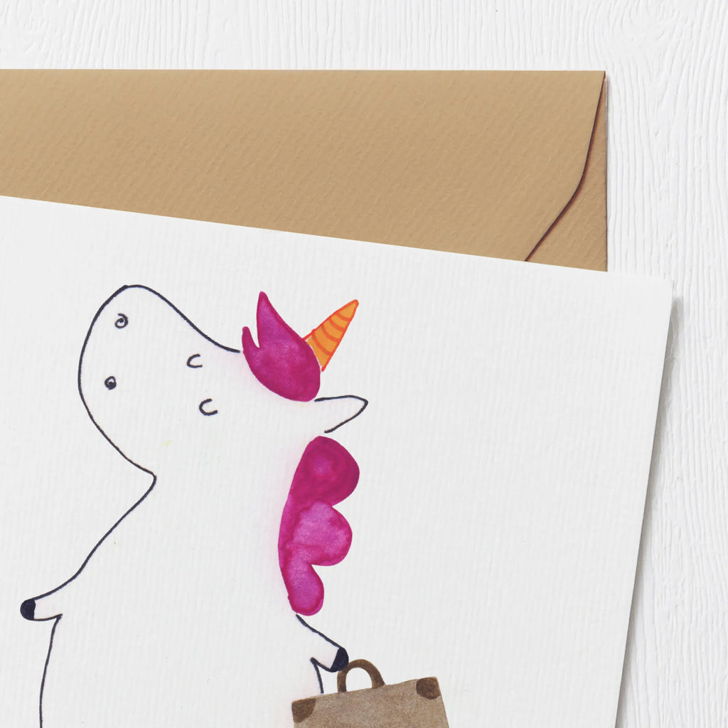 Deluxe Karte Einhorn Koffer Glückwunschkarte, Karte, Hochwertige Grußkarte, Einladungskarte, Grußkarte, Hochzeitskarte, Klappkarte, Hochwertige Klappkarte, Geburtstagskarte, Einhorn, Einhörner, Einhorn Deko, Unicorn, witzig, Reise, Verreisen, Spaß, albern, Gepäck, lustig, Abenteuer, unicorn, Erwachsen, Koffer, Kind