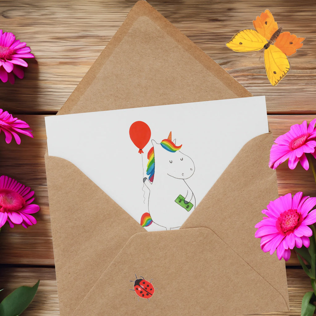 Deluxe Karte Einhorn Luftballon Karte, Glückwunschkarte, Hochzeitskarte, Einladungskarte, Hochwertige Grußkarte, Hochwertige Klappkarte, Grußkarte, Geburtstagskarte, Klappkarte, Einhorn, Einhörner, Einhorn Deko, Unicorn, Luftballon, Geschenk, Geld, Freundin, Freude, Lebenslust
