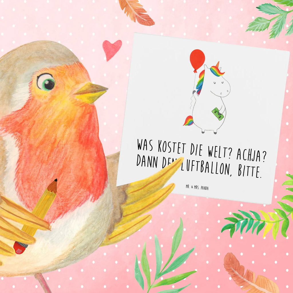 Deluxe Karte Einhorn Luftballon Karte, Glückwunschkarte, Hochzeitskarte, Einladungskarte, Hochwertige Grußkarte, Hochwertige Klappkarte, Grußkarte, Geburtstagskarte, Klappkarte, Einhorn, Einhörner, Einhorn Deko, Unicorn, Luftballon, Geschenk, Geld, Freundin, Freude, Lebenslust