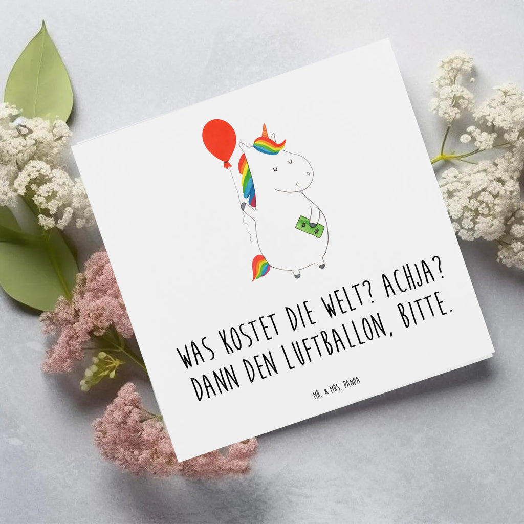 Deluxe Karte Einhorn Luftballon Karte, Glückwunschkarte, Hochzeitskarte, Einladungskarte, Hochwertige Grußkarte, Hochwertige Klappkarte, Grußkarte, Geburtstagskarte, Klappkarte, Einhorn, Einhörner, Einhorn Deko, Unicorn, Luftballon, Geschenk, Geld, Freundin, Freude, Lebenslust