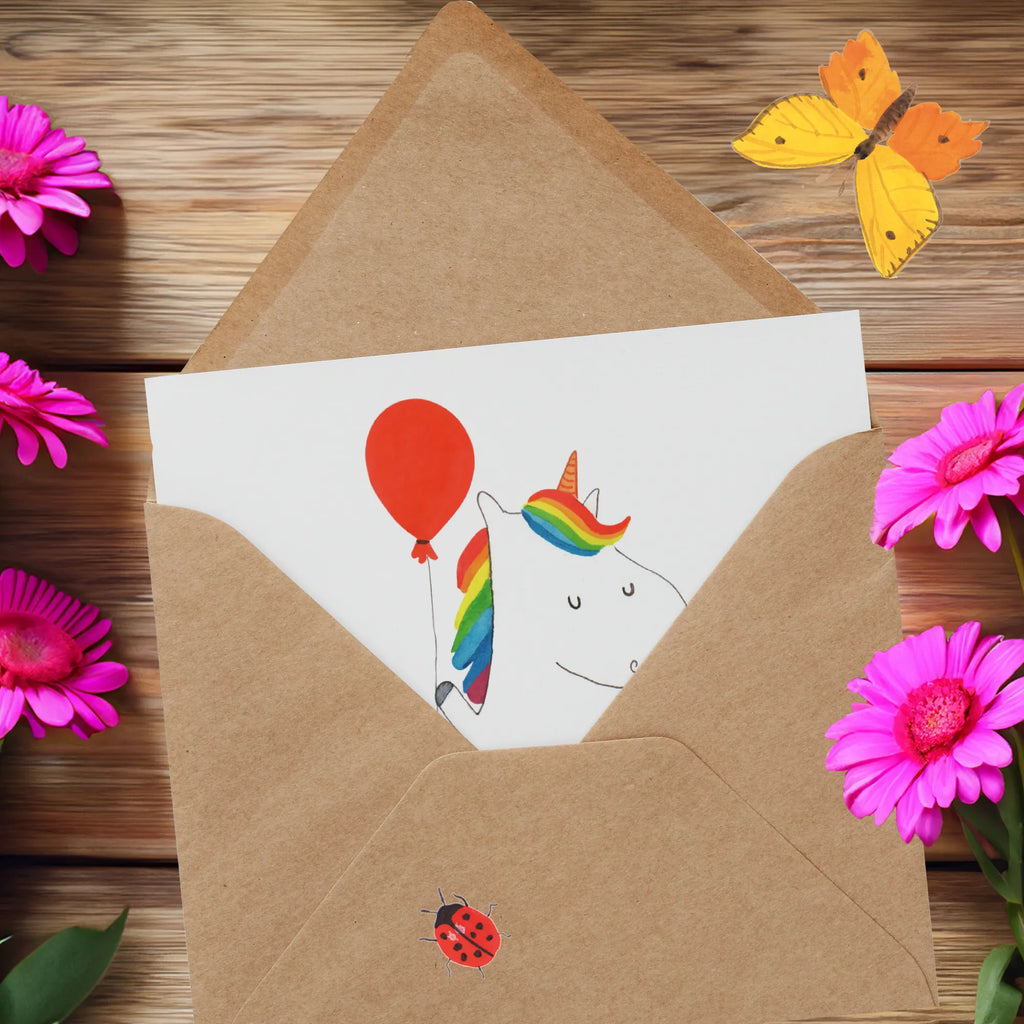 Deluxe Karte Einhorn Luftballon Karte, Glückwunschkarte, Hochzeitskarte, Einladungskarte, Hochwertige Grußkarte, Hochwertige Klappkarte, Grußkarte, Geburtstagskarte, Klappkarte, Einhorn, Einhörner, Einhorn Deko, Unicorn, Luftballon, Geschenk, Geld, Freundin, Freude, Lebenslust
