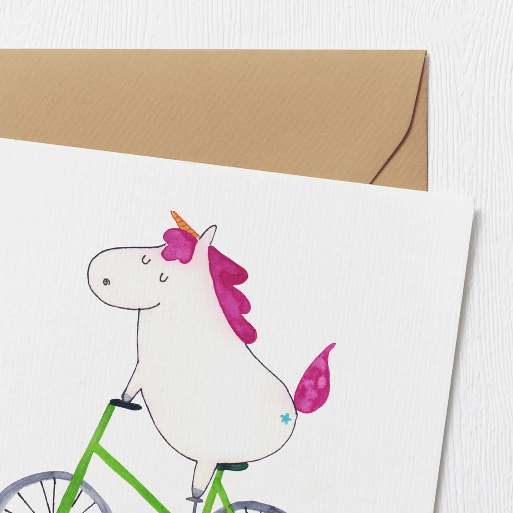 Deluxe Card unicorn cyclist Hochwertige Klappkarte, Karte, Glückwunschkarte, Klappkarte, Hochzeitskarte, Einladungskarte, Hochwertige Grußkarte, Geburtstagskarte, Grußkarte, Einhorn, Einhörner, Einhorn Deko, Unicorn, Liebeskummer, Kummer, Luxusproblem, Bike, Radfahren, Rad, Radfahrer, Feenstaub, Konfetti