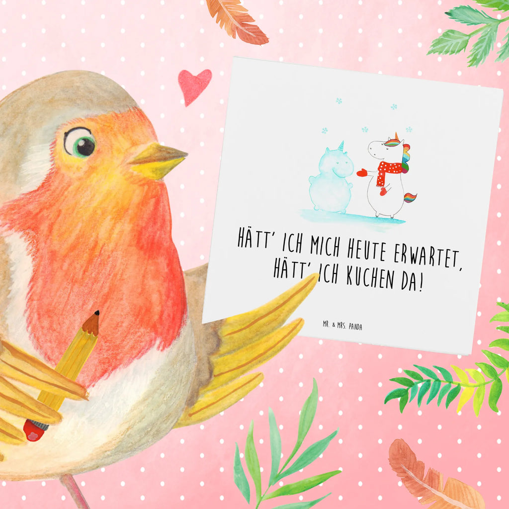 Deluxe Card unicorn snowman Glückwunschkarte, Klappkarte, Hochwertige Klappkarte, Hochwertige Grußkarte, Grußkarte, Karte, Hochzeitskarte, Geburtstagskarte, Einladungskarte, Einhorn, Einhörner, Einhorn Deko, Unicorn, Kuchen, X-Mas, Schnee, Handschuhe, Schneemann, Mütze, Weihnachten, kalt, Winter