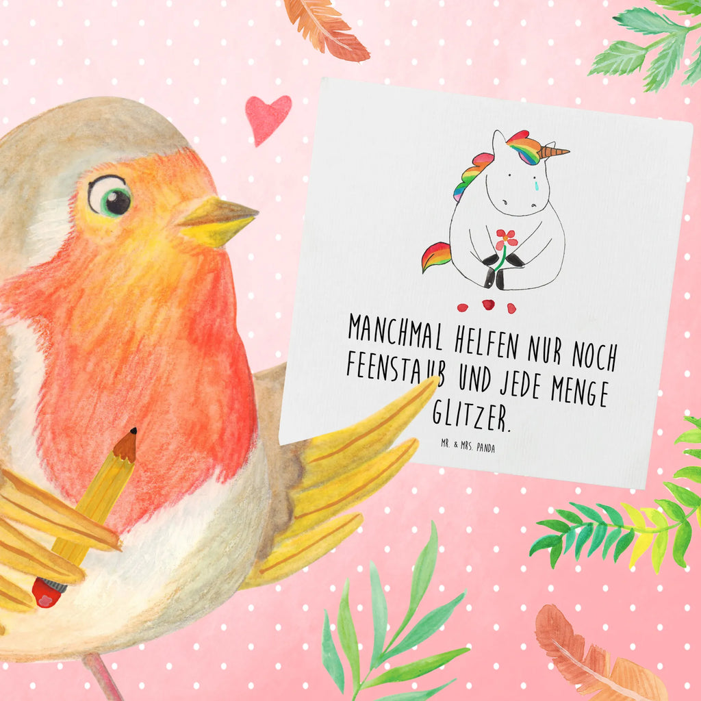 Deluxe Card unicorn Sad Hochwertige Klappkarte, Geburtstagskarte, Einladungskarte, Hochzeitskarte, Karte, Hochwertige Grußkarte, Klappkarte, Glückwunschkarte, Grußkarte, Einhorn, Einhörner, Einhorn Deko, Unicorn, Liebe, Freunde, Trauer, Blume, Glitzer, Trösten. Freundschaft