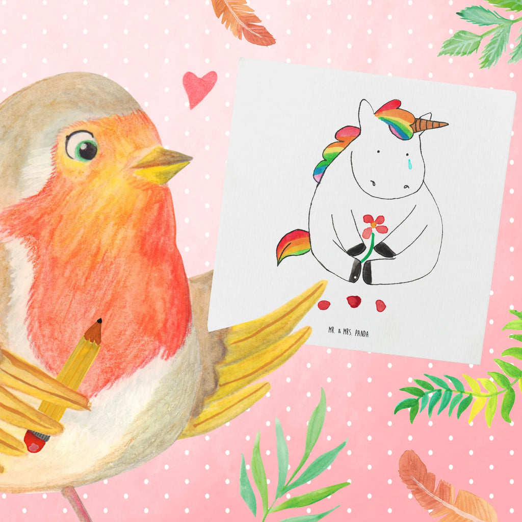 Deluxe Card unicorn Sad Hochwertige Klappkarte, Geburtstagskarte, Einladungskarte, Hochzeitskarte, Karte, Hochwertige Grußkarte, Klappkarte, Glückwunschkarte, Grußkarte, Einhorn, Einhörner, Einhorn Deko, Unicorn, Liebe, Freunde, Trauer, Blume, Glitzer, Trösten. Freundschaft