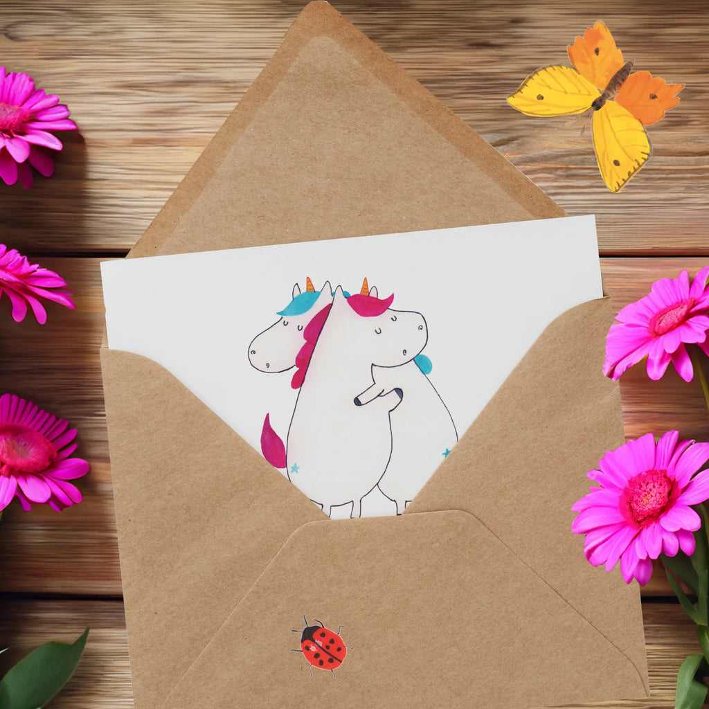 Deluxe Card unicorns Embrace Karte, Hochwertige Grußkarte, Hochwertige Klappkarte, Glückwunschkarte, Einladungskarte, Geburtstagskarte, Grußkarte, Hochzeitskarte, Klappkarte, Einhorn, Einhörner, Einhorn Deko, Unicorn, Liebe, Geschwister, Familie, BFF, Freundinnen, Schwester, Freundin, Sister, Schwestern