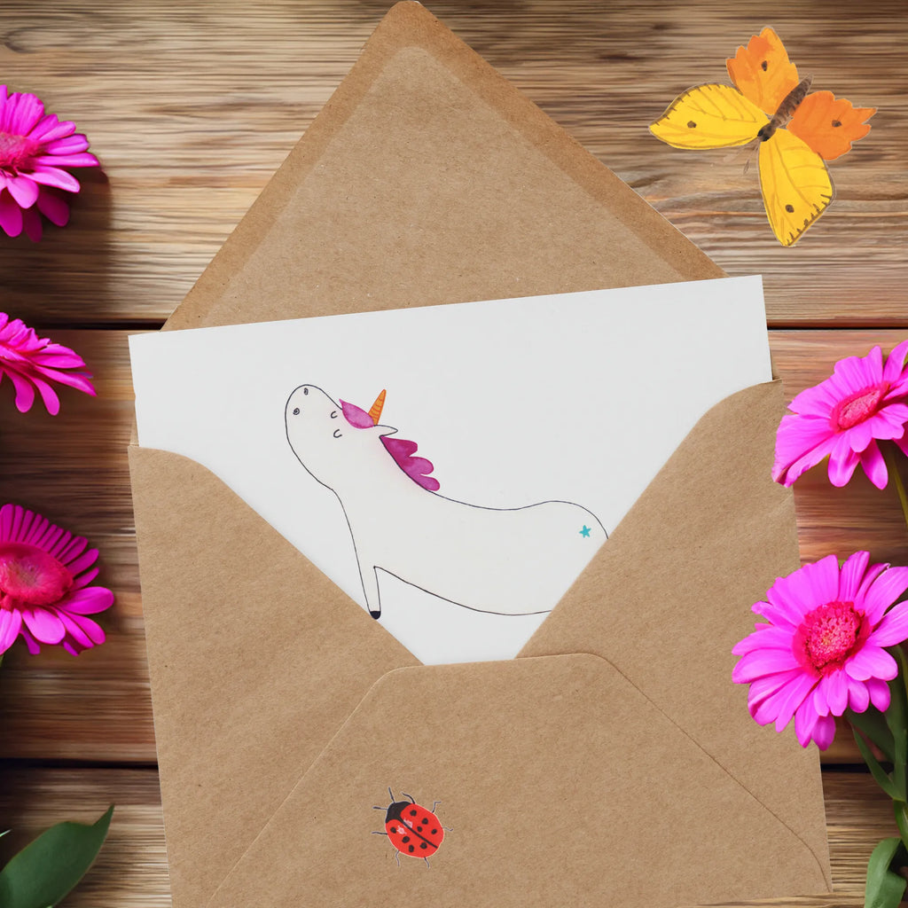 Deluxe Karte Einhorn Yoga Hochwertige Grußkarte, Karte, Geburtstagskarte, Klappkarte, Hochzeitskarte, Einladungskarte, Hochwertige Klappkarte, Grußkarte, Glückwunschkarte, Einhorn, Einhörner, Einhorn Deko, Unicorn, lustig, Joga, witzig, Sport, süß, Yoga, Yogamatte, Namaste, Achtsamkeit, Entspannung