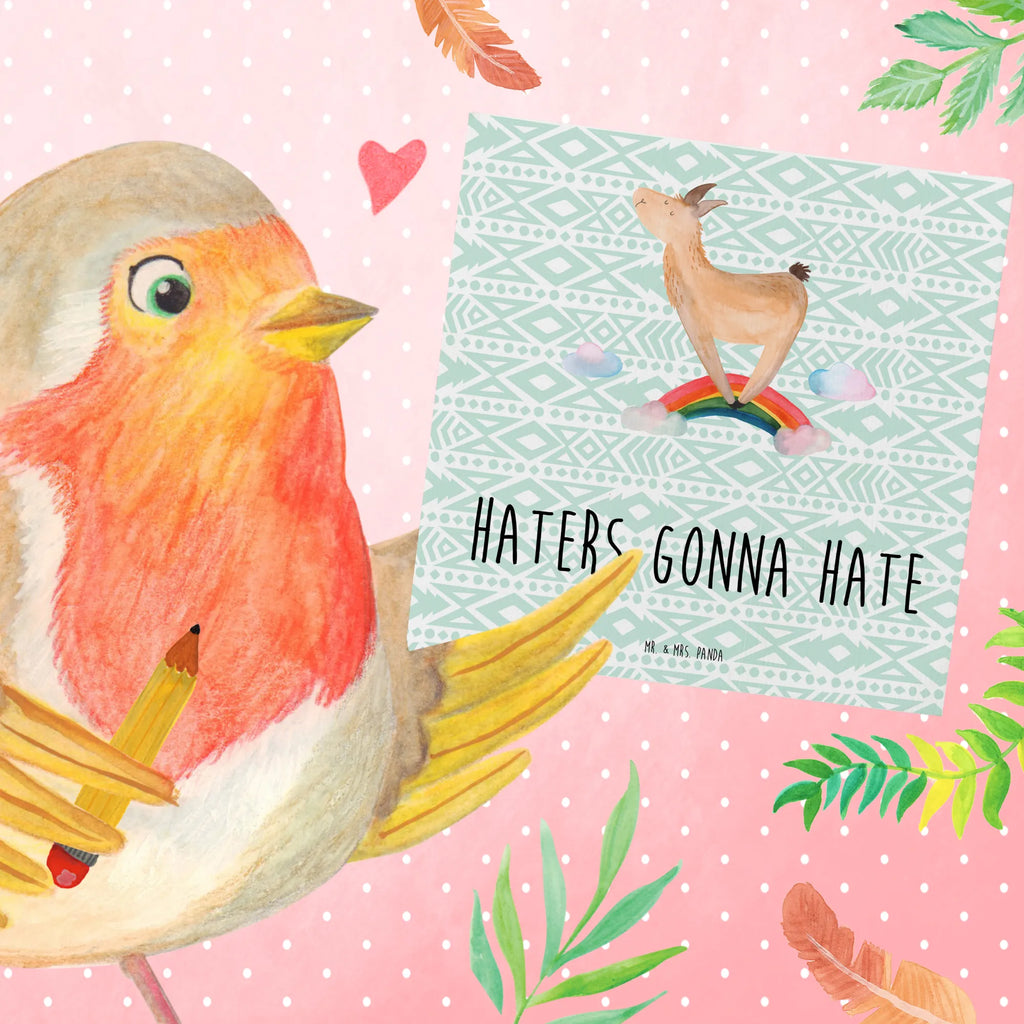 Deluxe Card lama rainbow Klappkarte, Hochzeitskarte, Hochwertige Klappkarte, Grußkarte, Karte, Einladungskarte, Hochwertige Grußkarte, Geburtstagskarte, Glückwunschkarte, Lama, Alpaka, Hobby, Außenseiter, Haters gonna hate, Freiheit, Lamas, Regenbogen, Wolkenland, Haters, Schule, Abi, Selbstständig