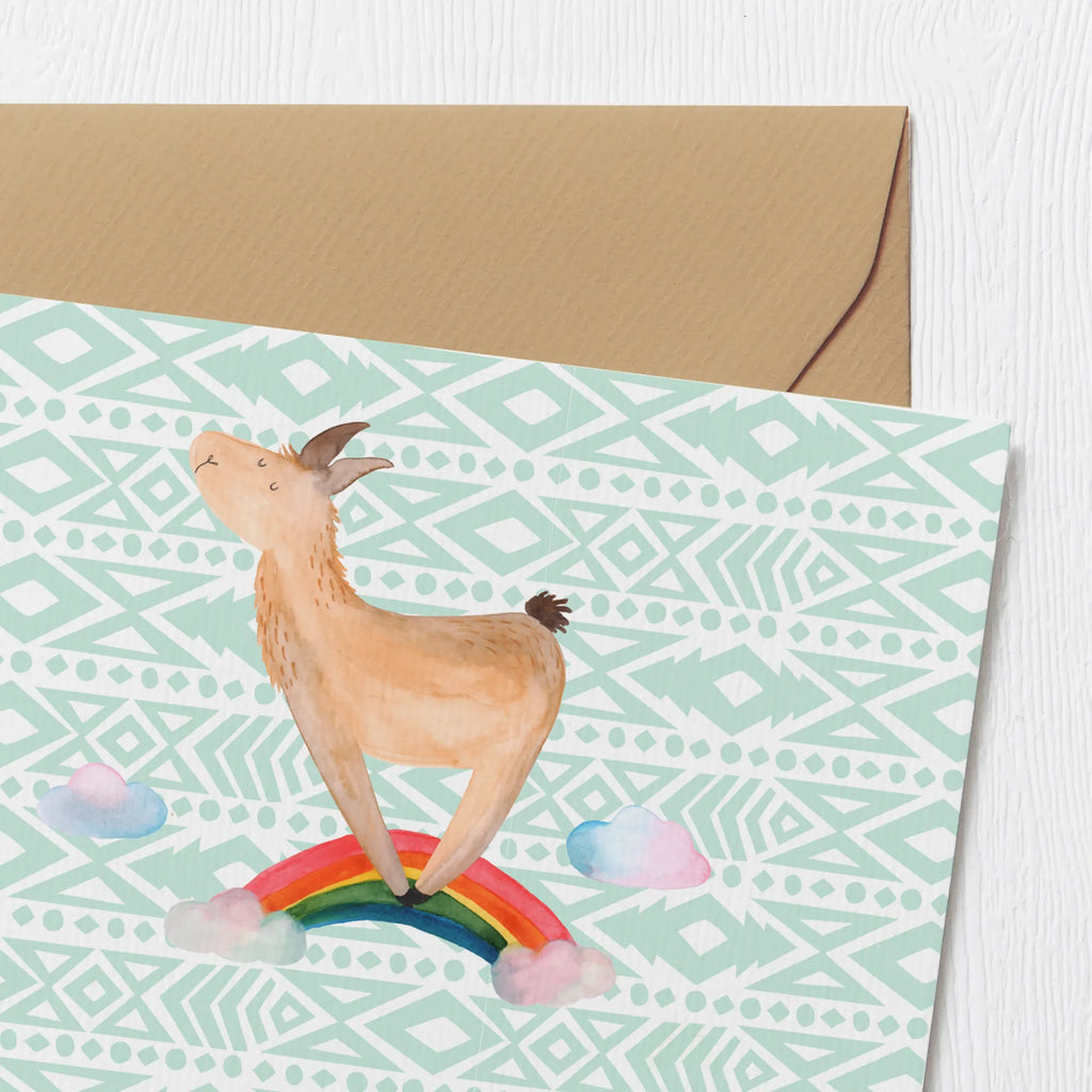 Deluxe Card lama rainbow Klappkarte, Hochzeitskarte, Hochwertige Klappkarte, Grußkarte, Karte, Einladungskarte, Hochwertige Grußkarte, Geburtstagskarte, Glückwunschkarte, Lama, Alpaka, Hobby, Außenseiter, Haters gonna hate, Freiheit, Lamas, Regenbogen, Wolkenland, Haters, Schule, Abi, Selbstständig