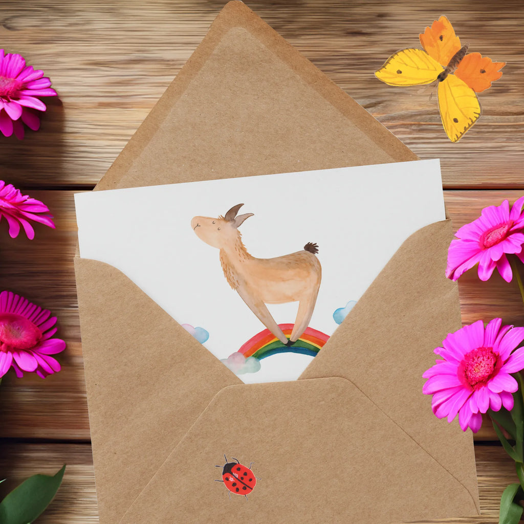 Deluxe Card lama rainbow Klappkarte, Hochzeitskarte, Hochwertige Klappkarte, Grußkarte, Karte, Einladungskarte, Hochwertige Grußkarte, Geburtstagskarte, Glückwunschkarte, Lama, Alpaka, Hobby, Außenseiter, Haters gonna hate, Freiheit, Lamas, Regenbogen, Wolkenland, Haters, Schule, Abi, Selbstständig