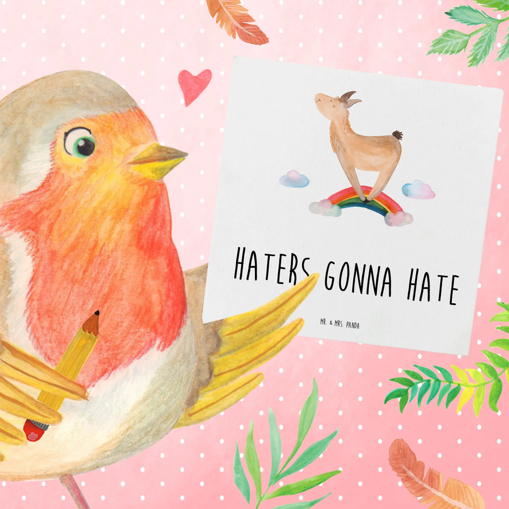 Deluxe Card lama rainbow Klappkarte, Hochzeitskarte, Hochwertige Klappkarte, Grußkarte, Karte, Einladungskarte, Hochwertige Grußkarte, Geburtstagskarte, Glückwunschkarte, Lama, Alpaka, Hobby, Außenseiter, Haters gonna hate, Freiheit, Lamas, Regenbogen, Wolkenland, Haters, Schule, Abi, Selbstständig