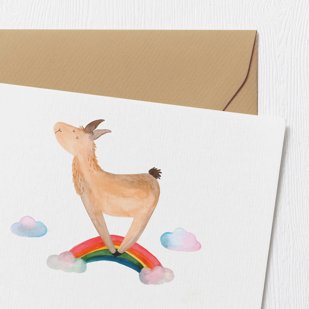 Deluxe Card lama rainbow Klappkarte, Hochzeitskarte, Hochwertige Klappkarte, Grußkarte, Karte, Einladungskarte, Hochwertige Grußkarte, Geburtstagskarte, Glückwunschkarte, Lama, Alpaka, Hobby, Außenseiter, Haters gonna hate, Freiheit, Lamas, Regenbogen, Wolkenland, Haters, Schule, Abi, Selbstständig