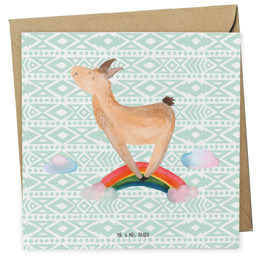 Deluxe Card lama rainbow Klappkarte, Hochzeitskarte, Hochwertige Klappkarte, Grußkarte, Karte, Einladungskarte, Hochwertige Grußkarte, Geburtstagskarte, Glückwunschkarte, Lama, Alpaka, Hobby, Außenseiter, Haters gonna hate, Freiheit, Lamas, Regenbogen, Wolkenland, Haters, Schule, Abi, Selbstständig