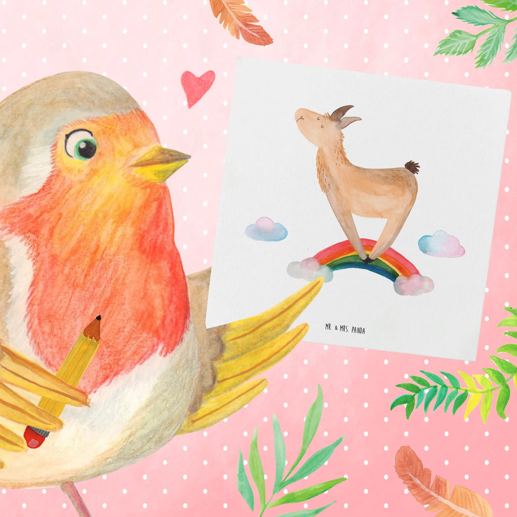 Deluxe Card lama rainbow Klappkarte, Hochzeitskarte, Hochwertige Klappkarte, Grußkarte, Karte, Einladungskarte, Hochwertige Grußkarte, Geburtstagskarte, Glückwunschkarte, Lama, Alpaka, Hobby, Außenseiter, Haters gonna hate, Freiheit, Lamas, Regenbogen, Wolkenland, Haters, Schule, Abi, Selbstständig