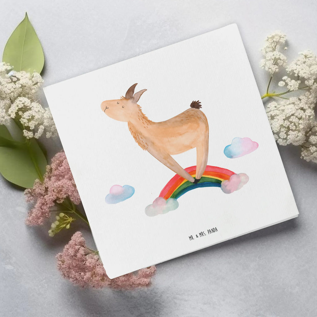 Deluxe Card lama rainbow Klappkarte, Hochzeitskarte, Hochwertige Klappkarte, Grußkarte, Karte, Einladungskarte, Hochwertige Grußkarte, Geburtstagskarte, Glückwunschkarte, Lama, Alpaka, Hobby, Außenseiter, Haters gonna hate, Freiheit, Lamas, Regenbogen, Wolkenland, Haters, Schule, Abi, Selbstständig