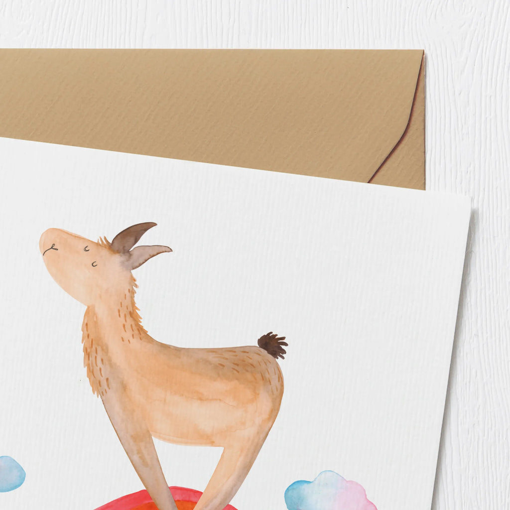 Deluxe Card lama rainbow Klappkarte, Hochzeitskarte, Hochwertige Klappkarte, Grußkarte, Karte, Einladungskarte, Hochwertige Grußkarte, Geburtstagskarte, Glückwunschkarte, Lama, Alpaka, Hobby, Außenseiter, Haters gonna hate, Freiheit, Lamas, Regenbogen, Wolkenland, Haters, Schule, Abi, Selbstständig