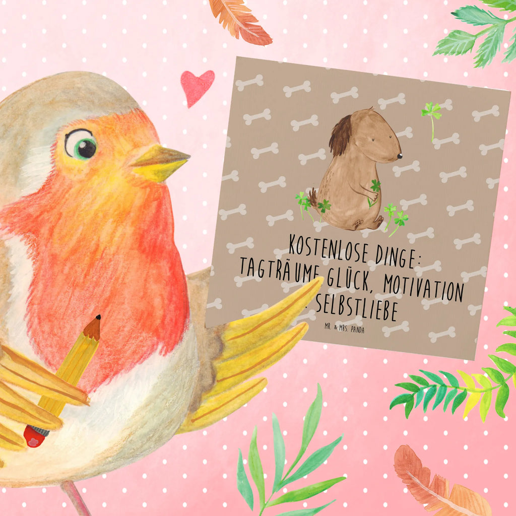 Deluxe Karte Hund Kleeblatt Hochzeitskarte, Einladungskarte, Karte, Geburtstagskarte, Hochwertige Grußkarte, Glückwunschkarte, Hochwertige Klappkarte, Grußkarte, Klappkarte, Hund, Hundemotiv, Haustier, Hunderasse, Tierliebhaber, Hundebesitzer, Sprüche, Neuanfang, Tagträume, Glücksbringer, Geschenk, Selbstliebe, Motivation, Achtsamkeit, Kleeblatt, Glück