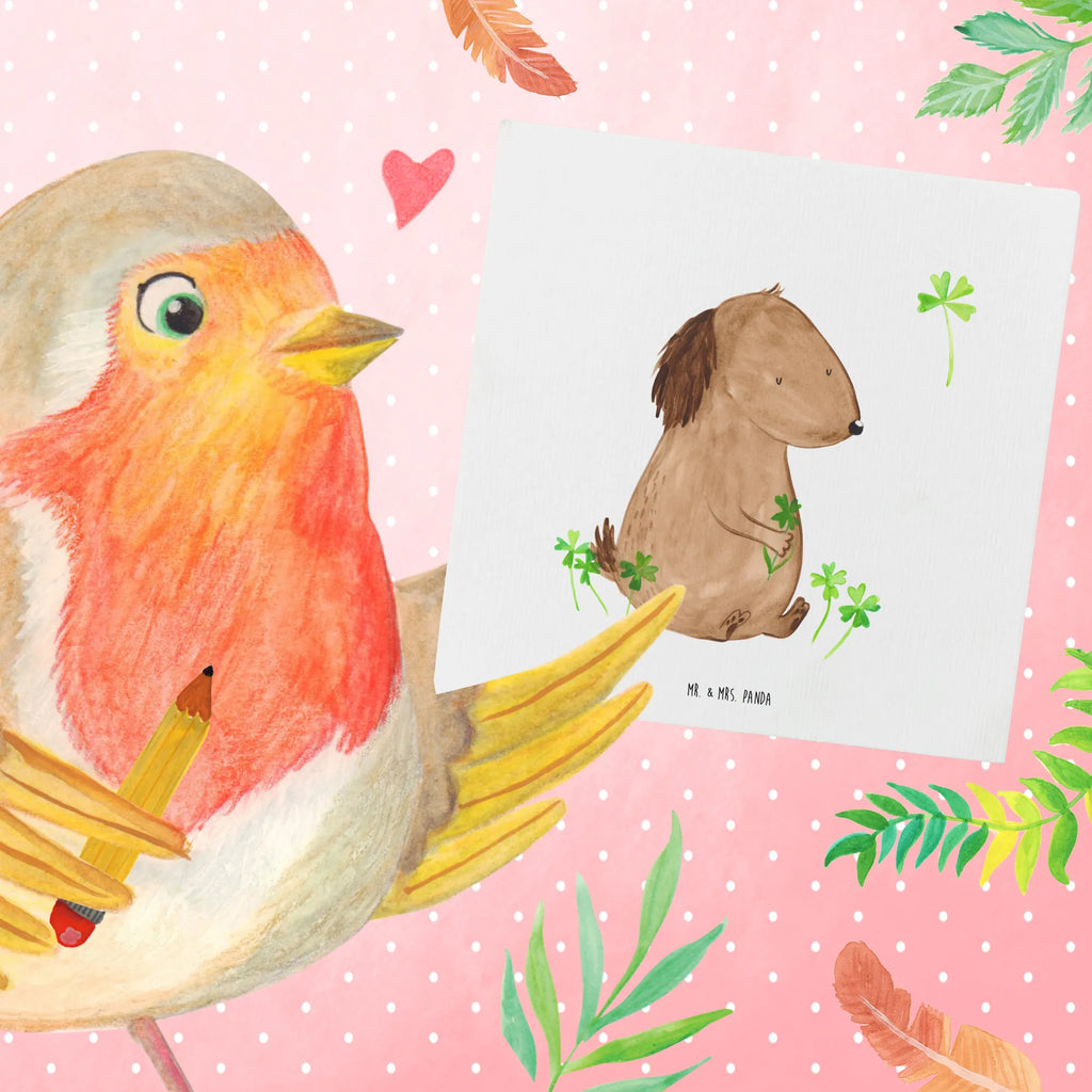 Deluxe Karte Hund Kleeblatt Hochzeitskarte, Einladungskarte, Karte, Geburtstagskarte, Hochwertige Grußkarte, Glückwunschkarte, Hochwertige Klappkarte, Grußkarte, Klappkarte, Hund, Hundemotiv, Haustier, Hunderasse, Tierliebhaber, Hundebesitzer, Sprüche, Neuanfang, Tagträume, Glücksbringer, Geschenk, Selbstliebe, Motivation, Achtsamkeit, Kleeblatt, Glück