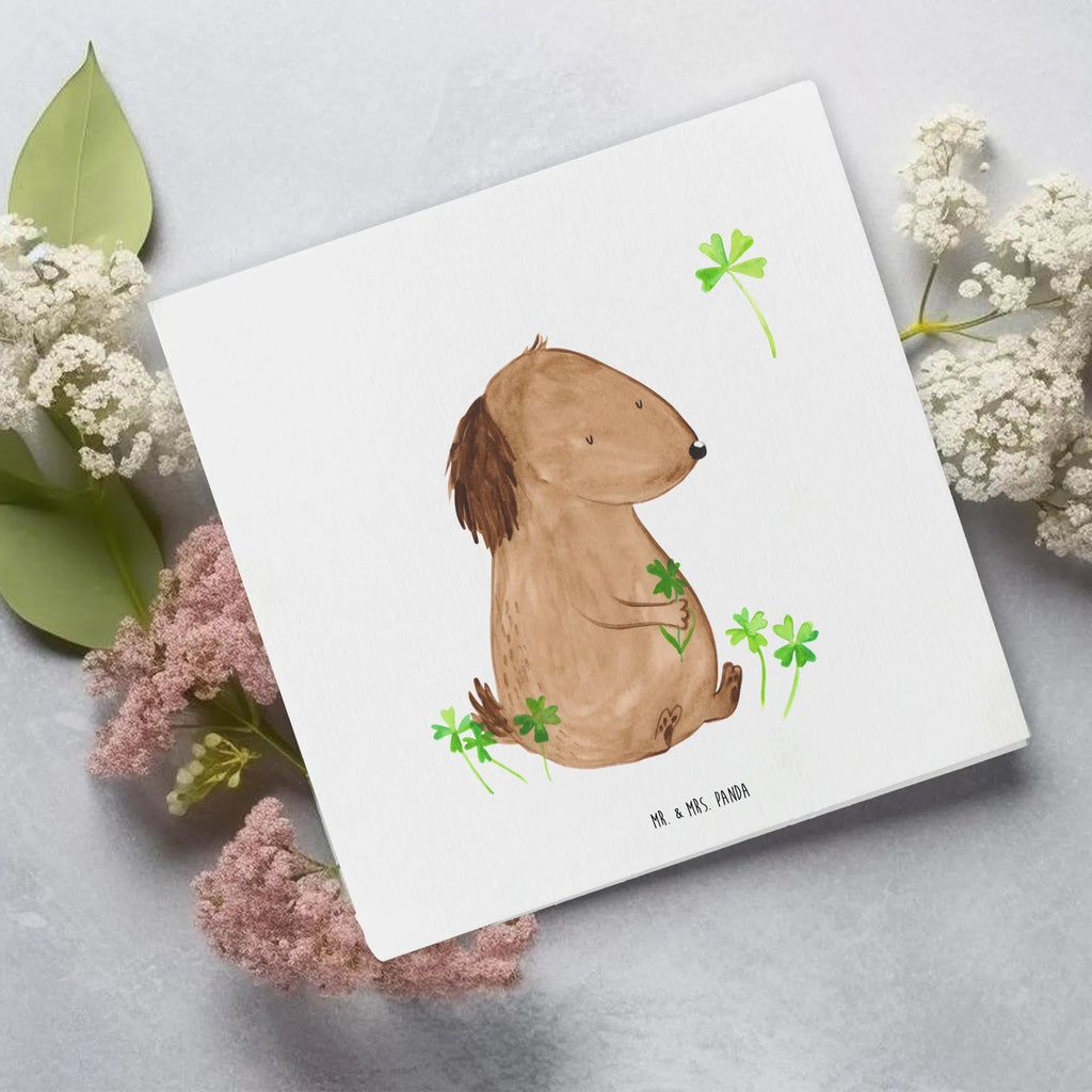 Deluxe Karte Hund Kleeblatt Hochzeitskarte, Einladungskarte, Karte, Geburtstagskarte, Hochwertige Grußkarte, Glückwunschkarte, Hochwertige Klappkarte, Grußkarte, Klappkarte, Hund, Hundemotiv, Haustier, Hunderasse, Tierliebhaber, Hundebesitzer, Sprüche, Neuanfang, Tagträume, Glücksbringer, Geschenk, Selbstliebe, Motivation, Achtsamkeit, Kleeblatt, Glück