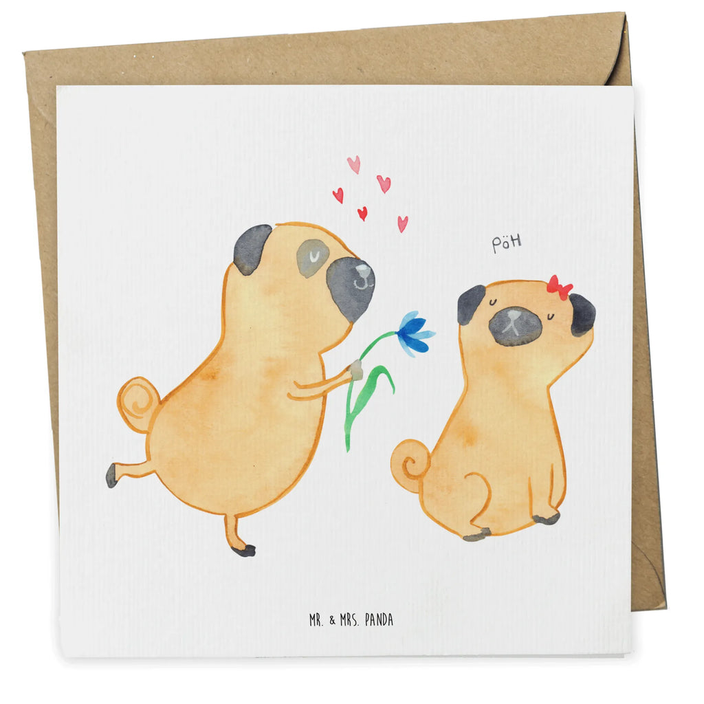 Deluxe Karte Mops Verliebt Grußkarte, Hochwertige Grußkarte, Einladungskarte, Karte, Hochzeitskarte, Klappkarte, Geburtstagskarte, Hochwertige Klappkarte, Glückwunschkarte, Hund, Hundemotiv, Haustier, Hunderasse, Tierliebhaber, Hundebesitzer, Sprüche, Geschenk Freund, Möpse, Liebe, Mops, verliebt, Liebesspruch. Verlobt, Partner, Hundeliebe