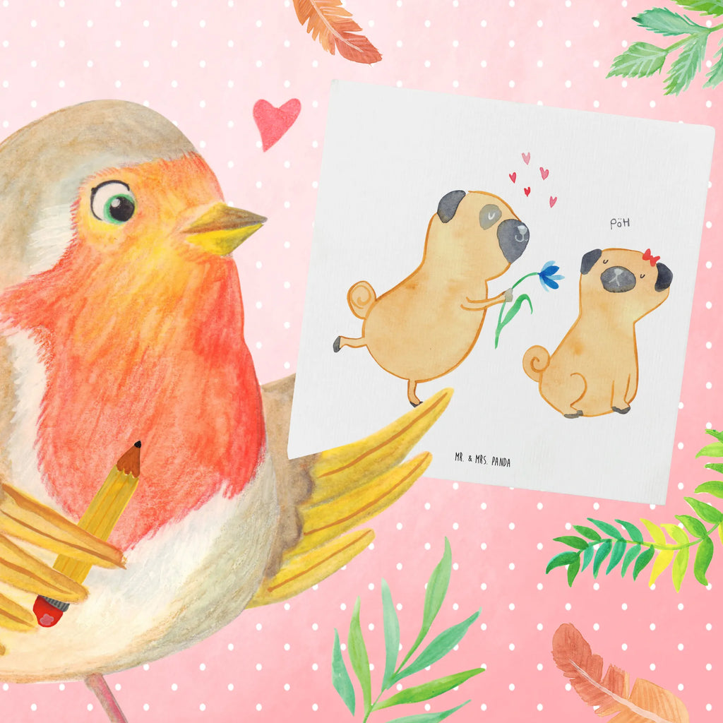 Deluxe Karte Mops Verliebt Grußkarte, Hochwertige Grußkarte, Einladungskarte, Karte, Hochzeitskarte, Klappkarte, Geburtstagskarte, Hochwertige Klappkarte, Glückwunschkarte, Hund, Hundemotiv, Haustier, Hunderasse, Tierliebhaber, Hundebesitzer, Sprüche, Geschenk Freund, Möpse, Liebe, Mops, verliebt, Liebesspruch. Verlobt, Partner, Hundeliebe