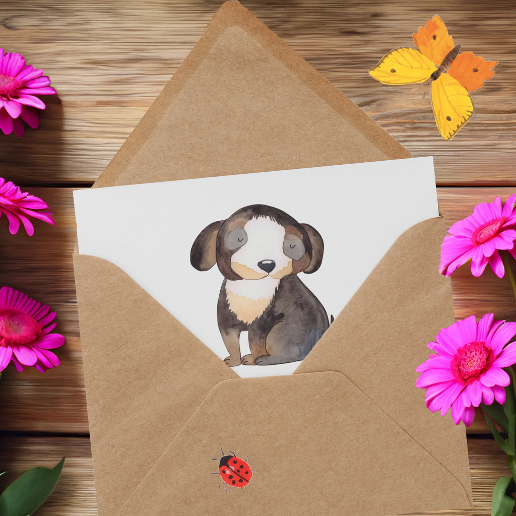 Deluxe Karte Hund Entspannen Hochzeitskarte, Glückwunschkarte, Klappkarte, Grußkarte, Hochwertige Klappkarte, Hochwertige Grußkarte, Karte, Einladungskarte, Geburtstagskarte, Hund, Hundemotiv, Haustier, Hunderasse, Tierliebhaber, Hundebesitzer, Sprüche, Hundeliebe, schwarzer Hund, Hundeglück, Liebe