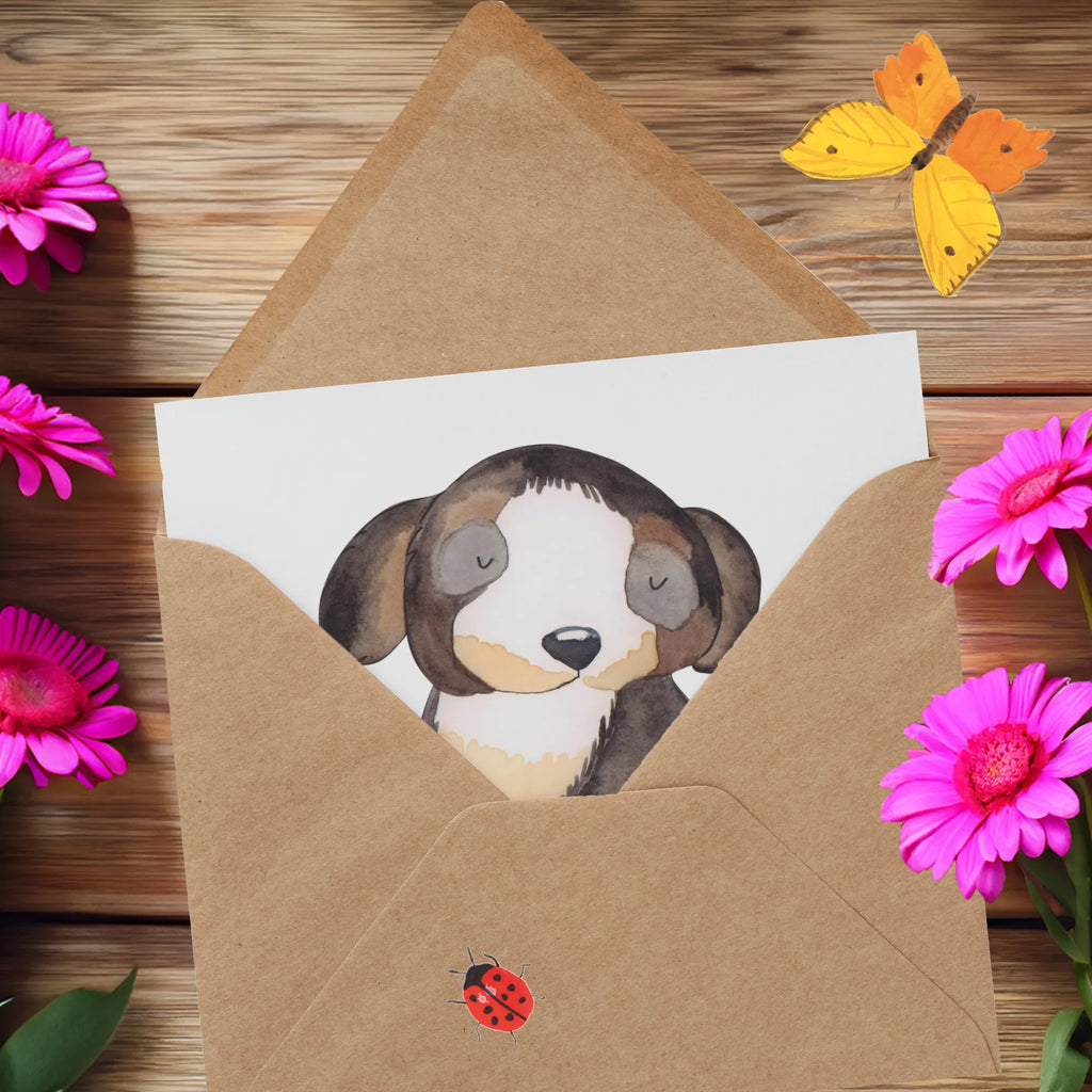 Deluxe Karte Hund Entspannen Hochzeitskarte, Glückwunschkarte, Klappkarte, Grußkarte, Hochwertige Klappkarte, Hochwertige Grußkarte, Karte, Einladungskarte, Geburtstagskarte, Hund, Hundemotiv, Haustier, Hunderasse, Tierliebhaber, Hundebesitzer, Sprüche, Hundeliebe, schwarzer Hund, Hundeglück, Liebe