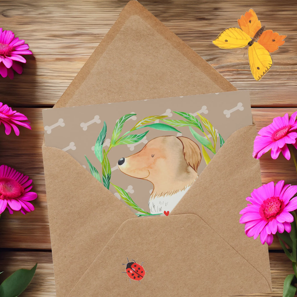 Deluxe Karte Hund Blumen Geburtstagskarte, Karte, Klappkarte, Grußkarte, Hochwertige Grußkarte, Einladungskarte, Hochzeitskarte, Glückwunschkarte, Hochwertige Klappkarte, Hund, Hundemotiv, Haustier, Hunderasse, Tierliebhaber, Hundebesitzer, Sprüche, Ranke, Hundeliebe, Therapie, Hundeglück, Selbsttherapie, Hunde
