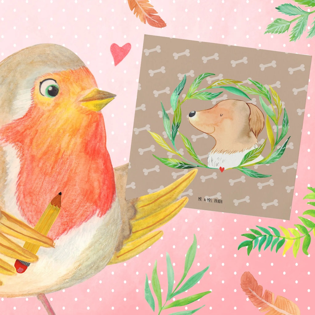 Deluxe Karte Hund Blumen Geburtstagskarte, Karte, Klappkarte, Grußkarte, Hochwertige Grußkarte, Einladungskarte, Hochzeitskarte, Glückwunschkarte, Hochwertige Klappkarte, Hund, Hundemotiv, Haustier, Hunderasse, Tierliebhaber, Hundebesitzer, Sprüche, Ranke, Hundeliebe, Therapie, Hundeglück, Selbsttherapie, Hunde