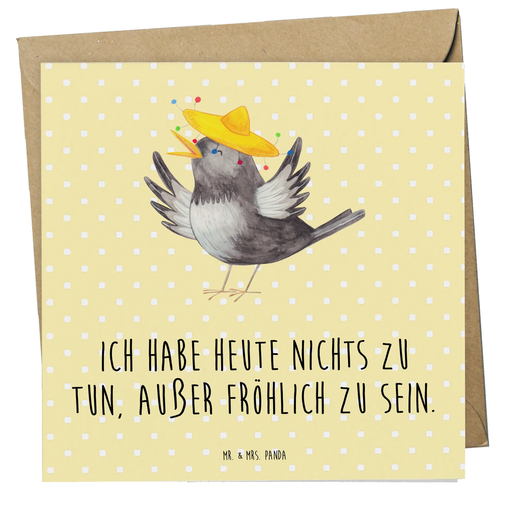 Deluxe Karte Rabe Sombrero Einladungskarte, Hochwertige Klappkarte, Karte, Klappkarte, Grußkarte, Hochwertige Grußkarte, Glückwunschkarte, Hochzeitskarte, Geburtstagskarte, Tiermotive, Gute Laune, lustige Sprüche, Tiere, Spruch positiv, Motivation, froh, Vögel, Vogel, Elster, Rabe, fröhlich sein, glücklich sein, Glück Spruch