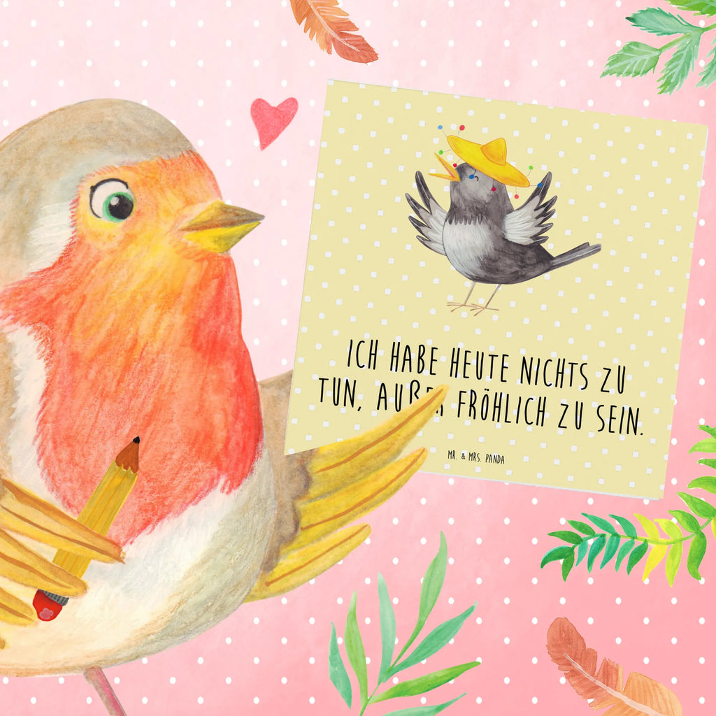 Deluxe Karte Rabe Sombrero Einladungskarte, Hochwertige Klappkarte, Karte, Klappkarte, Grußkarte, Hochwertige Grußkarte, Glückwunschkarte, Hochzeitskarte, Geburtstagskarte, Tiermotive, Gute Laune, lustige Sprüche, Tiere, Spruch positiv, Motivation, froh, Vögel, Vogel, Elster, Rabe, fröhlich sein, glücklich sein, Glück Spruch