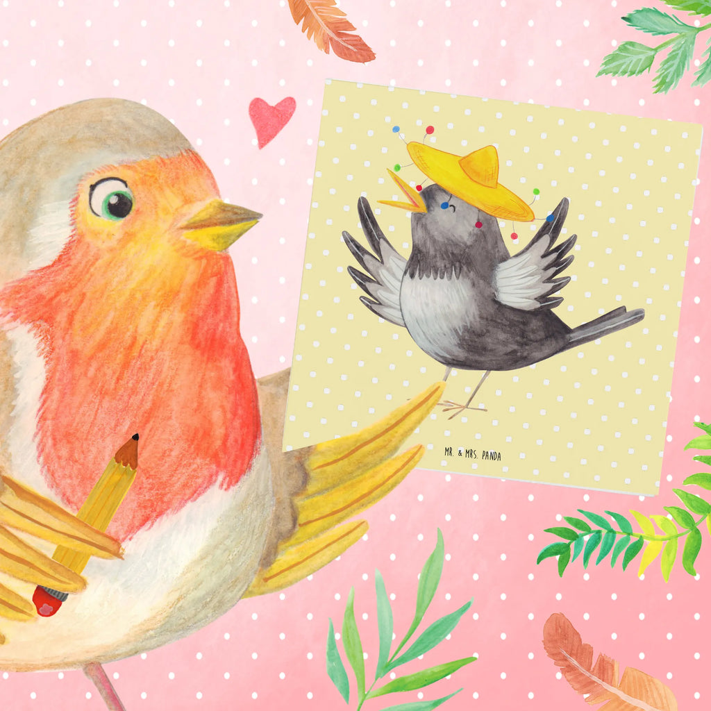 Deluxe Karte Rabe Sombrero Einladungskarte, Hochwertige Klappkarte, Karte, Klappkarte, Grußkarte, Hochwertige Grußkarte, Glückwunschkarte, Hochzeitskarte, Geburtstagskarte, Tiermotive, Gute Laune, lustige Sprüche, Tiere, Spruch positiv, Motivation, froh, Vögel, Vogel, Elster, Rabe, fröhlich sein, glücklich sein, Glück Spruch