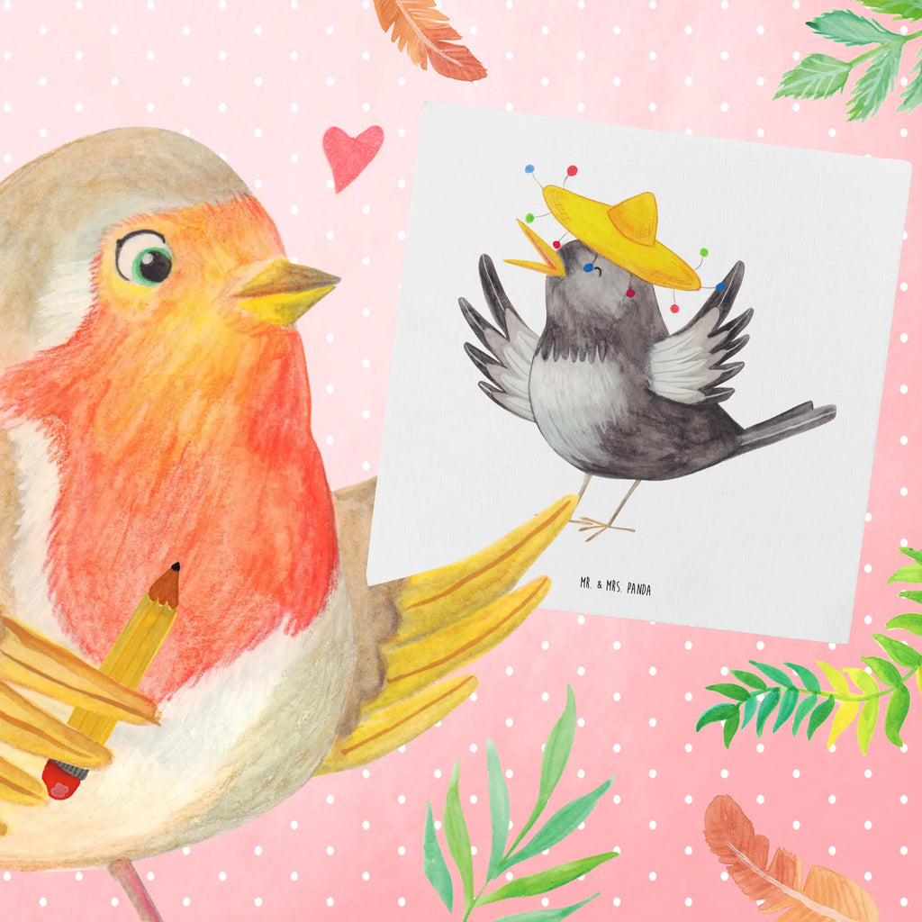 Deluxe Karte Rabe Sombrero Einladungskarte, Hochwertige Klappkarte, Karte, Klappkarte, Grußkarte, Hochwertige Grußkarte, Glückwunschkarte, Hochzeitskarte, Geburtstagskarte, Tiermotive, Gute Laune, lustige Sprüche, Tiere, Spruch positiv, Motivation, froh, Vögel, Vogel, Elster, Rabe, fröhlich sein, glücklich sein, Glück Spruch