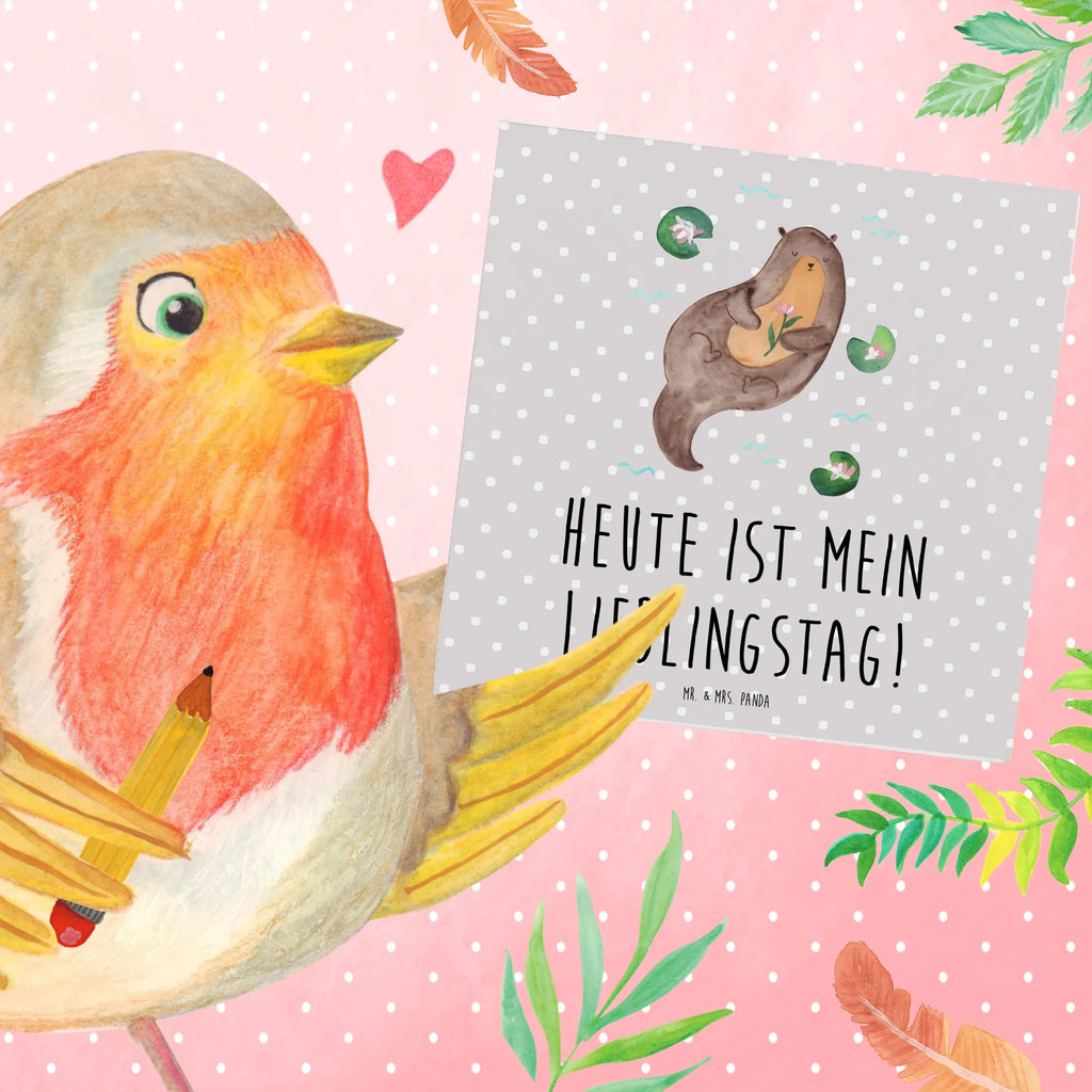 Deluxe Karte Otter Seerose Hochwertige Klappkarte, Glückwunschkarte, Grußkarte, Hochwertige Grußkarte, Klappkarte, Einladungskarte, Karte, Hochzeitskarte, Geburtstagskarte, Otter, Fischotter, Seeotter, Otter Seeotter See Otter