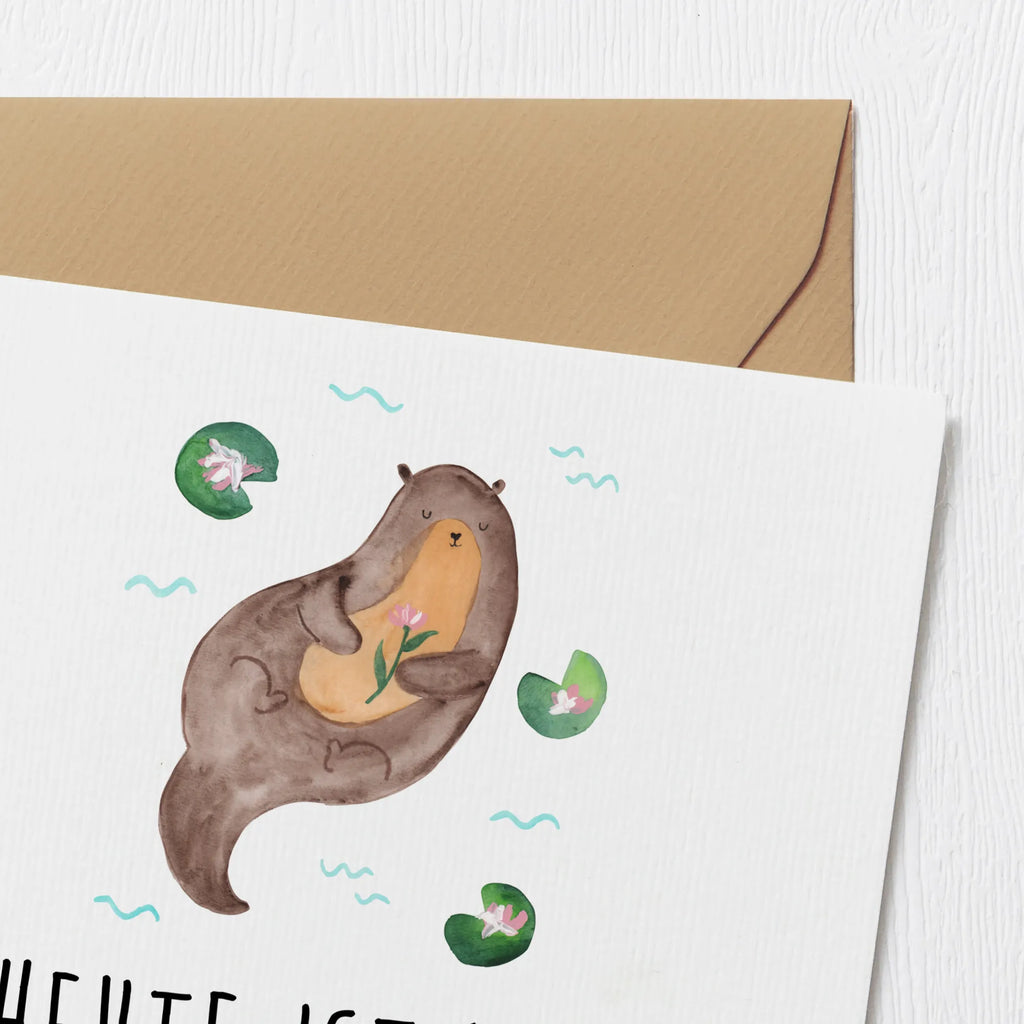 Deluxe Karte Otter Seerose Hochwertige Klappkarte, Glückwunschkarte, Grußkarte, Hochwertige Grußkarte, Klappkarte, Einladungskarte, Karte, Hochzeitskarte, Geburtstagskarte, Otter, Fischotter, Seeotter, Otter Seeotter See Otter