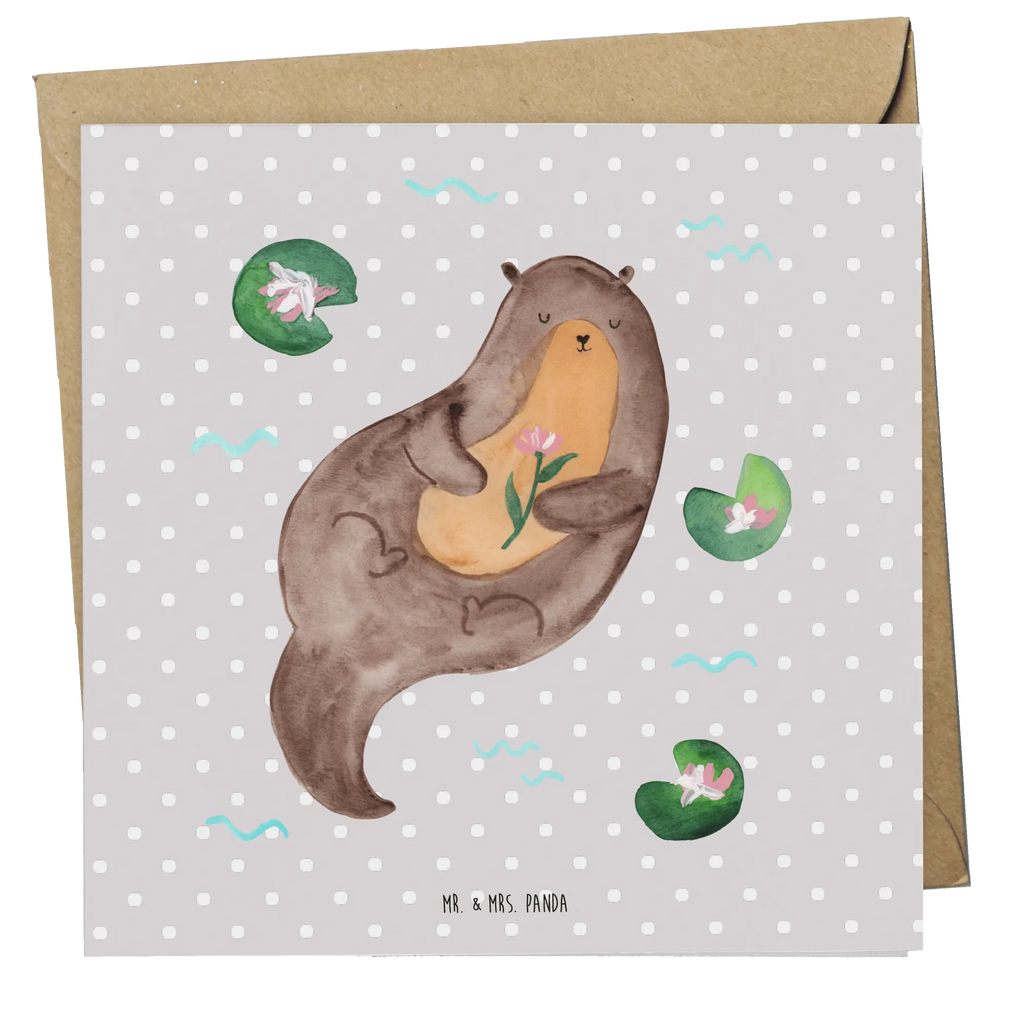 Deluxe Karte Otter Seerose Hochwertige Klappkarte, Glückwunschkarte, Grußkarte, Hochwertige Grußkarte, Klappkarte, Einladungskarte, Karte, Hochzeitskarte, Geburtstagskarte, Otter, Fischotter, Seeotter, Otter Seeotter See Otter