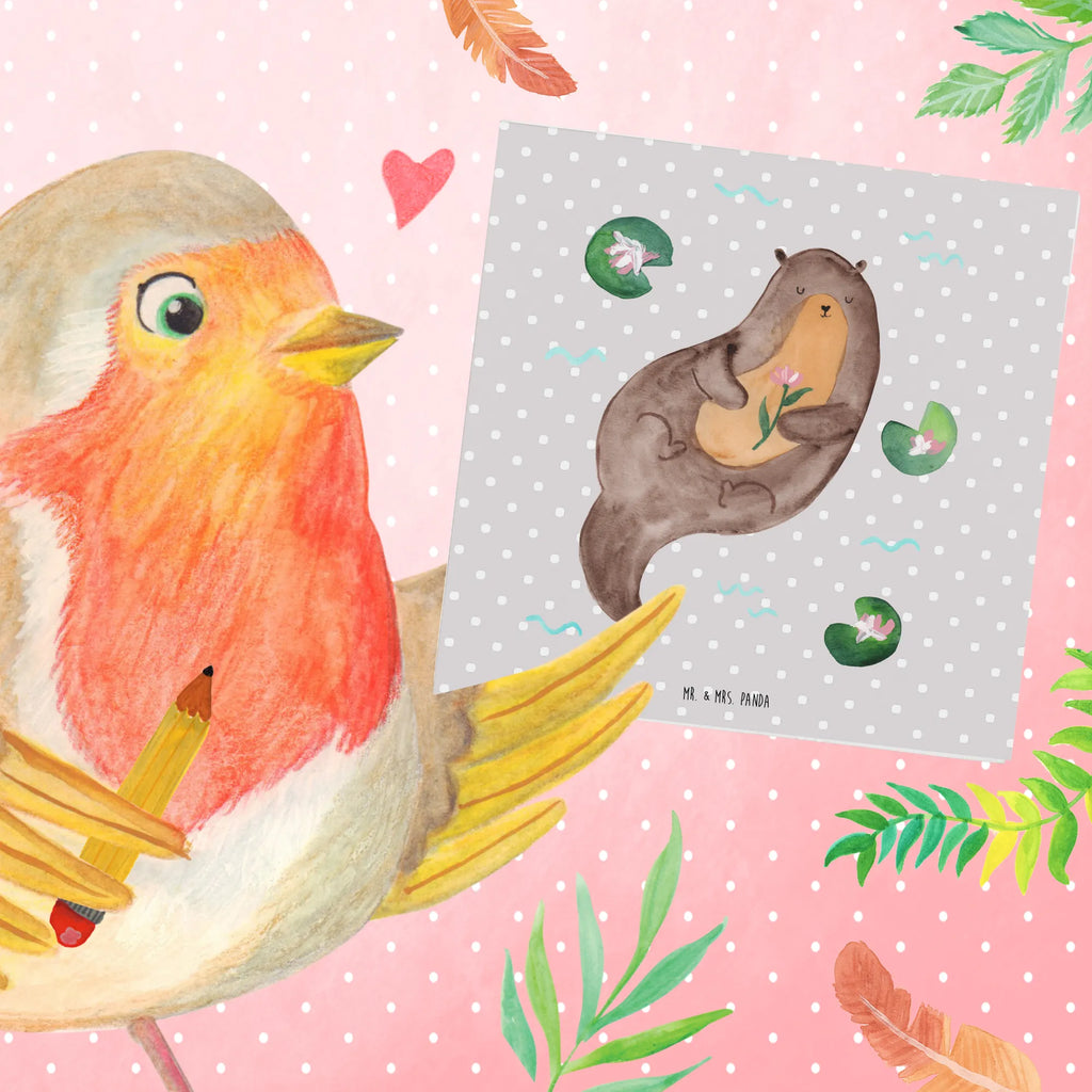 Deluxe Karte Otter Seerose Hochwertige Klappkarte, Glückwunschkarte, Grußkarte, Hochwertige Grußkarte, Klappkarte, Einladungskarte, Karte, Hochzeitskarte, Geburtstagskarte, Otter, Fischotter, Seeotter, Otter Seeotter See Otter