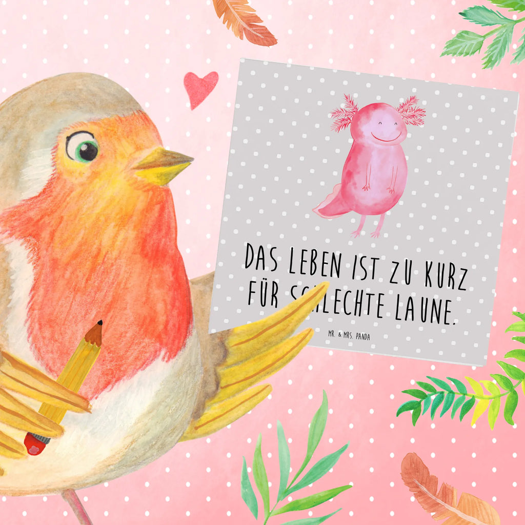 Deluxe Karte Axolotl Glücklich Einladungskarte, Glückwunschkarte, Karte, Klappkarte, Hochwertige Klappkarte, Grußkarte, Geburtstagskarte, Hochzeitskarte, Hochwertige Grußkarte, Axolotl, Molch, Axolot, Schwanzlurch, Motivation, Lurche, Lurch, gute Laune