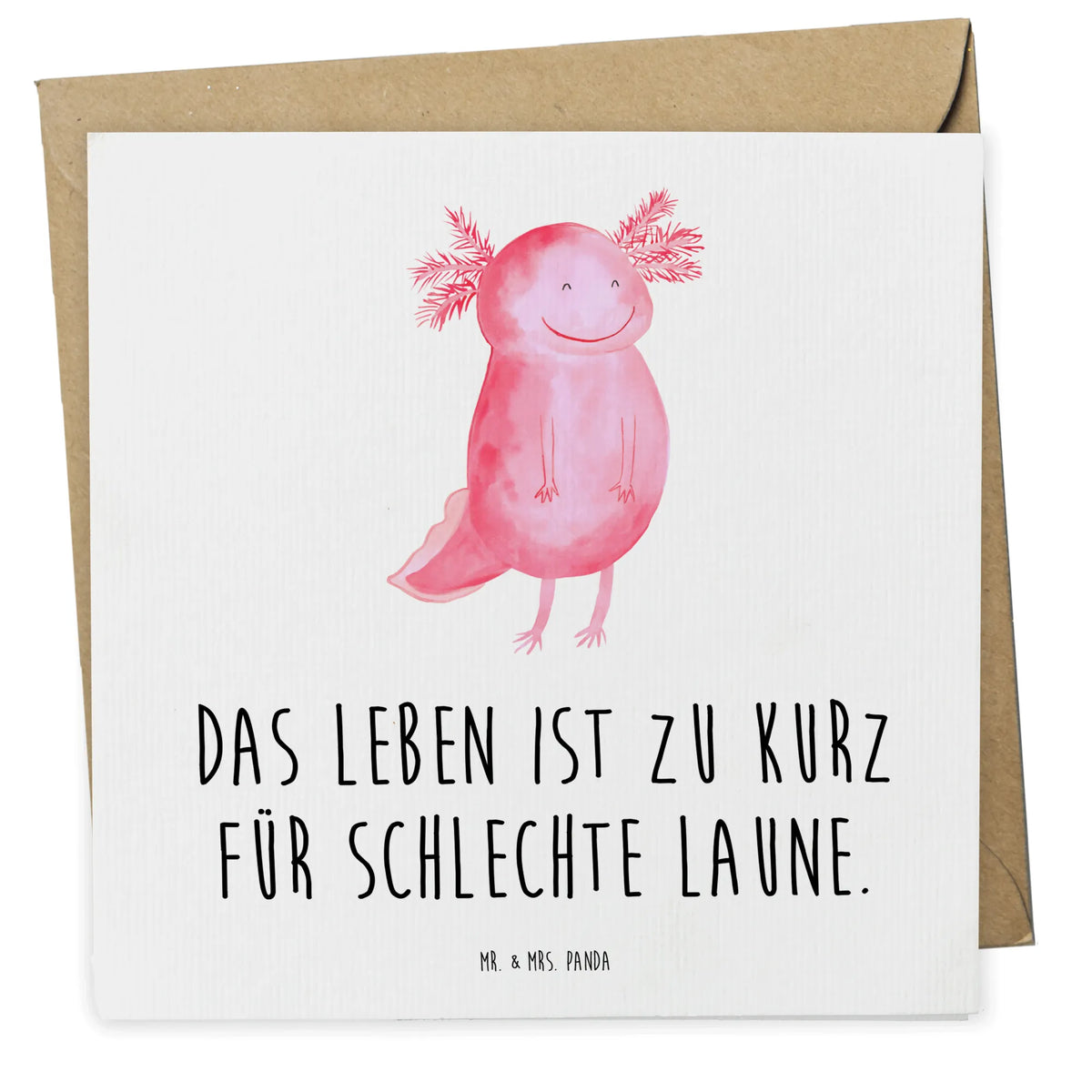 Deluxe Karte Axolotl Glücklich faltkarte, anlasskarte, Glückwunschkarte, Grußkarte, doppelkarte, Klappkarte, Molch, Axolotl, Gute Laune, Schwanzlurch, Axolot, Lurche, Motivation, Lurch