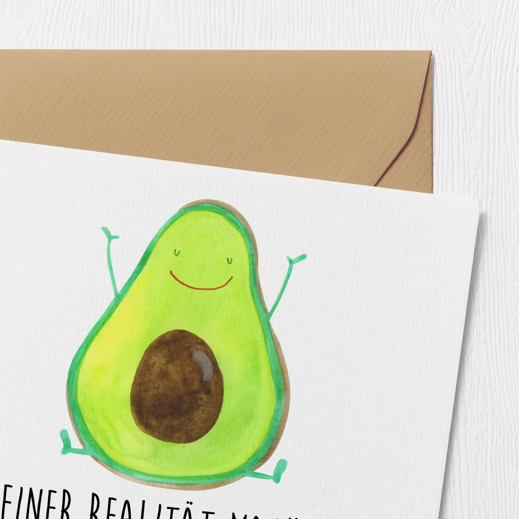Deluxe Karte Avocado Glücklich Glückwunschkarte, Grußkarte, Einladungskarte, Hochwertige Grußkarte, Hochzeitskarte, Geburtstagskarte, Hochwertige Klappkarte, Karte, Klappkarte, Avocado, Veggie, Vegan, Gesund, Chaos