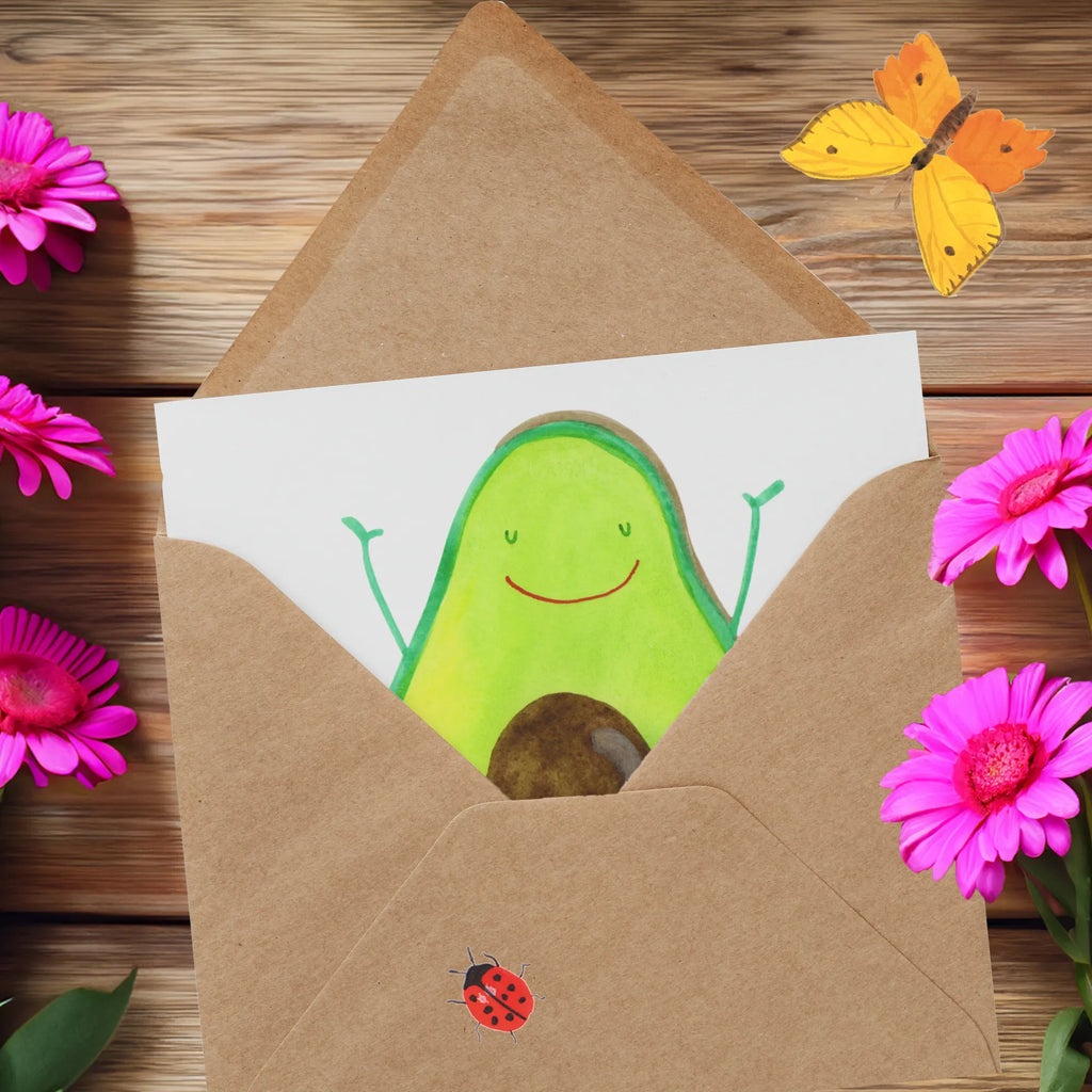 Deluxe Card avocado Happy Glückwunschkarte, Grußkarte, Einladungskarte, Hochwertige Grußkarte, Hochzeitskarte, Geburtstagskarte, Hochwertige Klappkarte, Karte, Klappkarte, Avocado, Veggie, Vegan, Gesund, Chaos