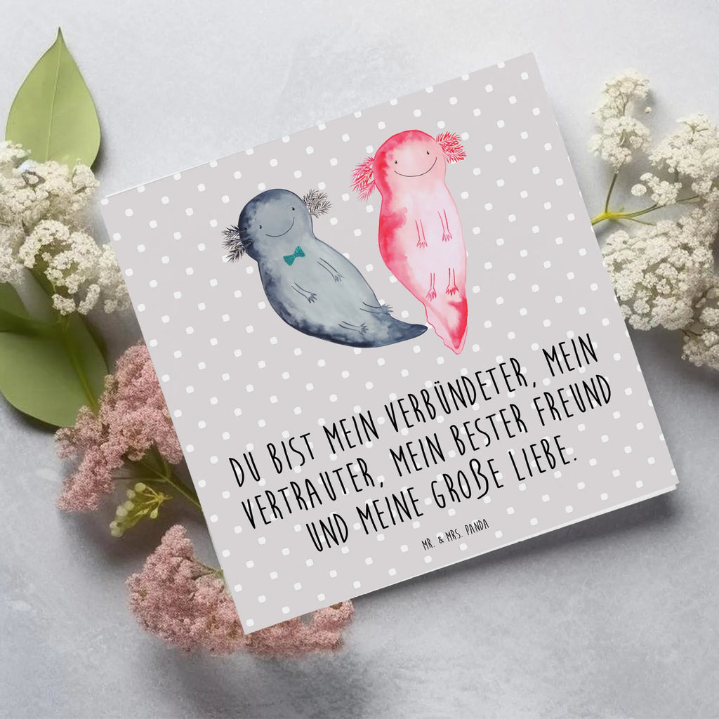 Deluxe Karte Axolotl Freundin Geburtstagskarte, Einladungskarte, Hochzeitskarte, Karte, Grußkarte, Hochwertige Grußkarte, Glückwunschkarte, Klappkarte, Hochwertige Klappkarte, Axolotl, Molch, Liebesbeweis, große Liebe, Freund, Ehemann, Verlobter, Lurche, Schwanzlurch, Jahrestag, Liebe, Lurch, Valentinstag, Axolot