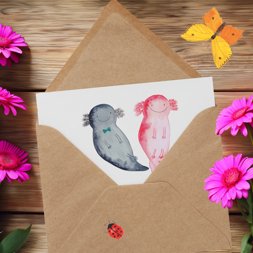 Deluxe Karte Axolotl Freundin Geburtstagskarte, Einladungskarte, Hochzeitskarte, Karte, Grußkarte, Hochwertige Grußkarte, Glückwunschkarte, Klappkarte, Hochwertige Klappkarte, Axolotl, Molch, Liebesbeweis, große Liebe, Freund, Ehemann, Verlobter, Lurche, Schwanzlurch, Jahrestag, Liebe, Lurch, Valentinstag, Axolot