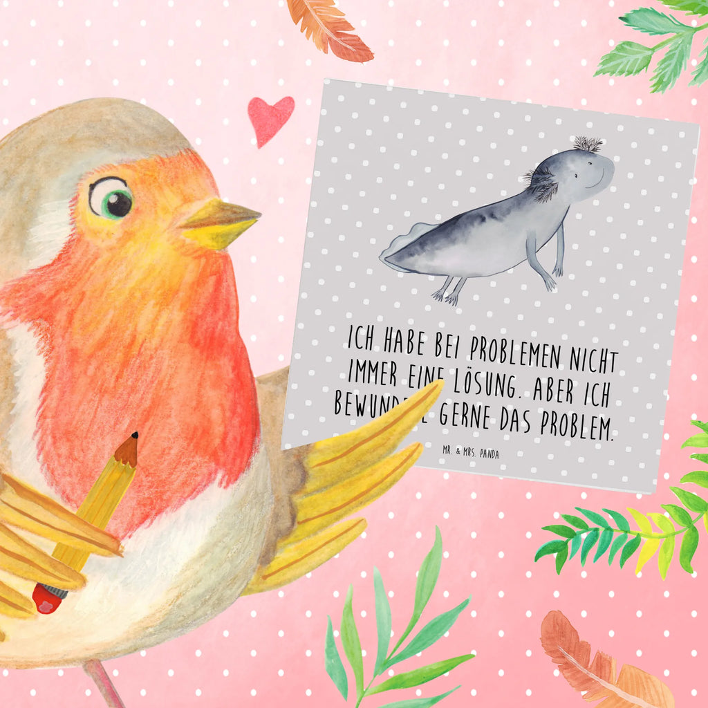 Deluxe Karte Axolotl Schwimmen Karte, Einladungskarte, Geburtstagskarte, Glückwunschkarte, Hochwertige Klappkarte, Grußkarte, Hochwertige Grußkarte, Hochzeitskarte, Klappkarte, Axolotl, Molch, Lurch, Probleme, Lurche, Axolot, Lösungen, Motivation, Problem, Schwanzlurch